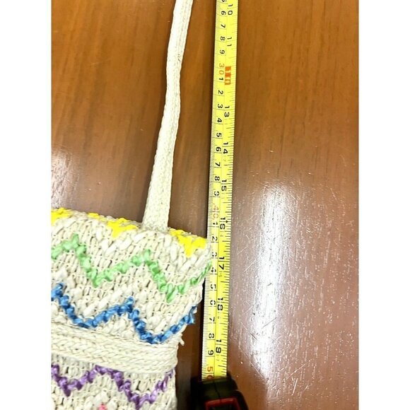 Vtg Bob & Alice Woven Macrame Multicolored Chevron Print Medium Shoulder Bag - Picture 5 of 12